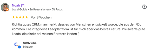 Google-Bewertung mit 5 Sternen von Noah