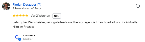 Google-Bewertung mit 5 Sternen von Florian Dotzauer