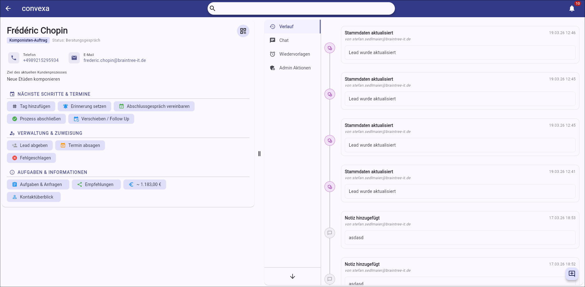 Kundenverwaltungs-Details
