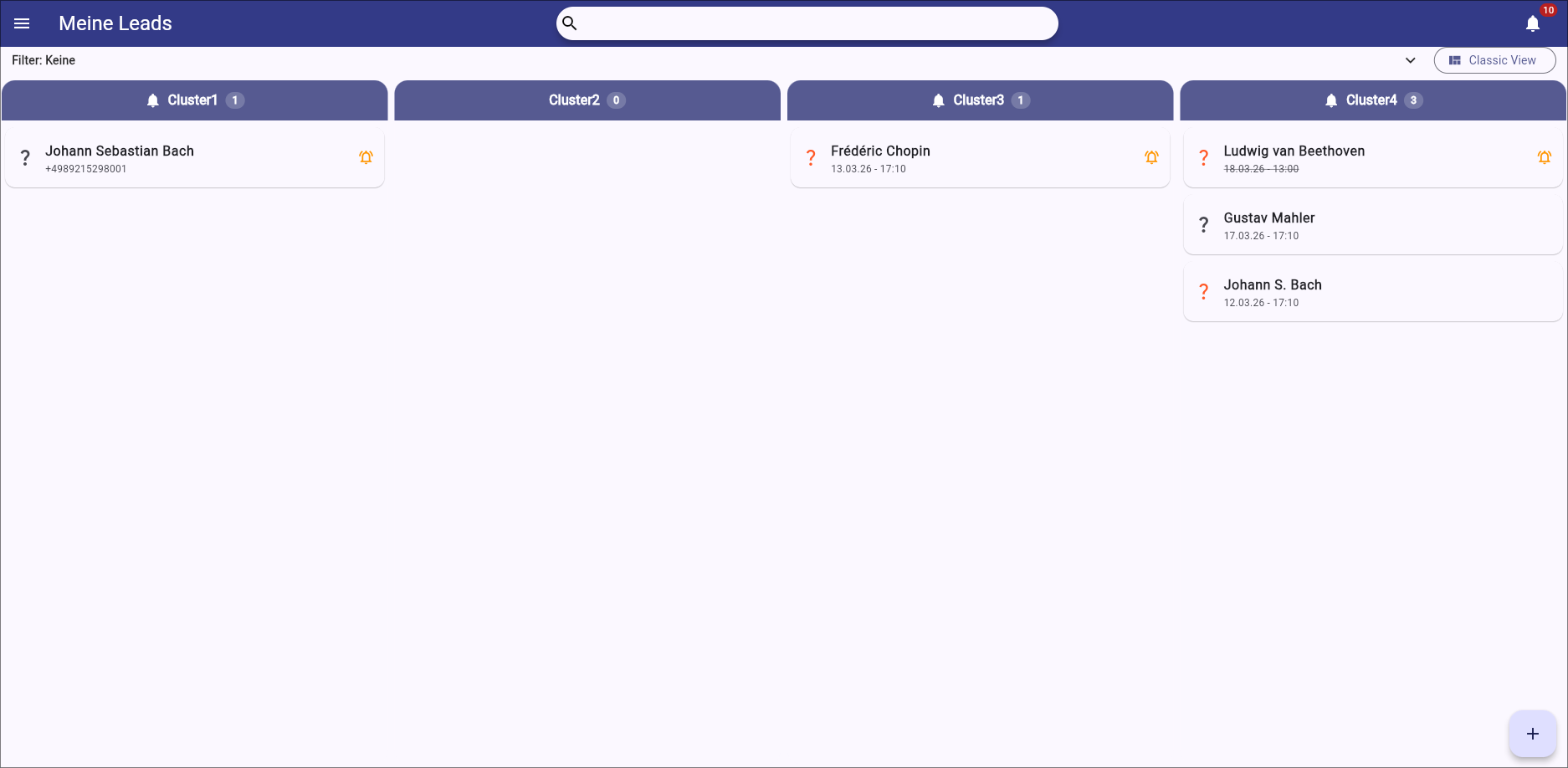 Kundenverwaltungs-Übersicht